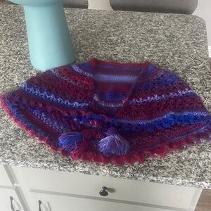 Handmade Knit Poncho with Tassels